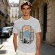 Olive T-shirt with Black Cat Viewing Mount Fuji Sunrise Art