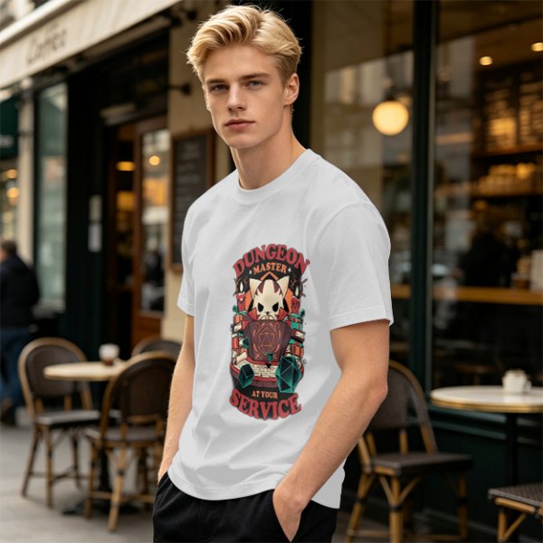 Dungeon Master At Your Service Cat Graphic T-Shirt