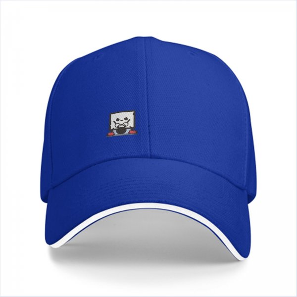 Black Baseball Cap With Cute Drumming Character Embroidery