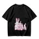 Olive Green T-Shirt With Pink Whimsical Graphic Print