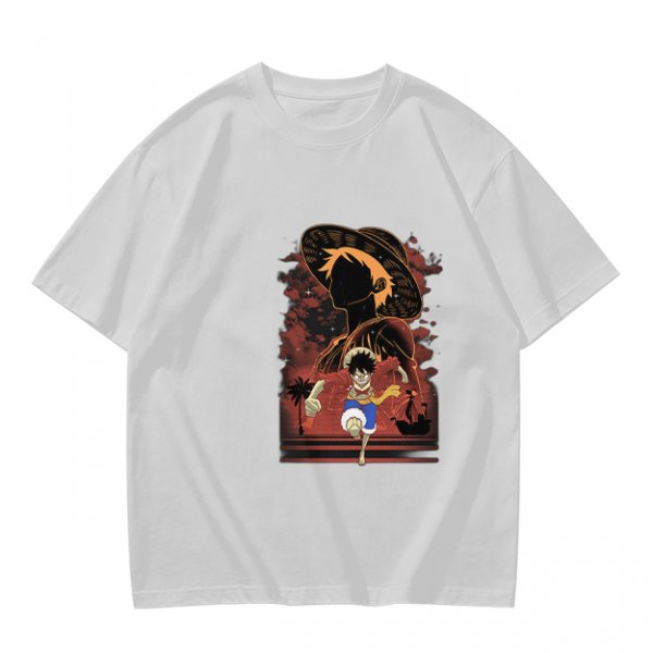Olive Anime Graphic T-Shirt With Straw Hat Character Design