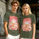 Olive T-Shirt with Cute Takoyaki Chef Graphic Print