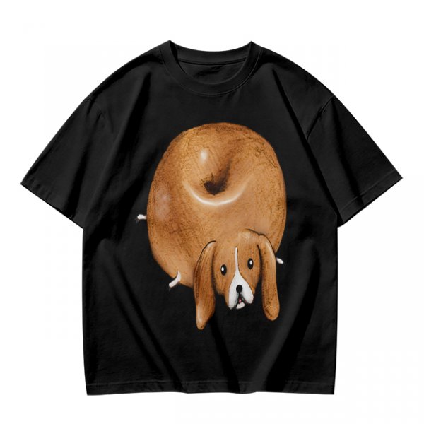 Olive Green T-Shirt With Donut Shaped Beagle Print
