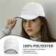 Black baseball cap with small text graphic on front panel