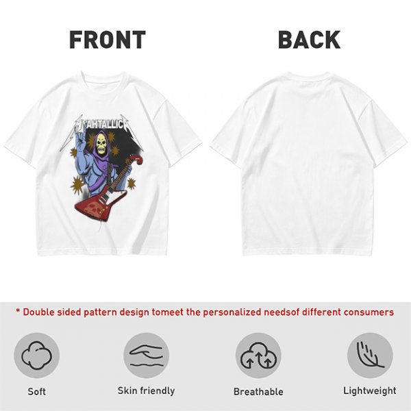 Olive T-Shirt With Skeletor Rock Guitarist Graphic Print