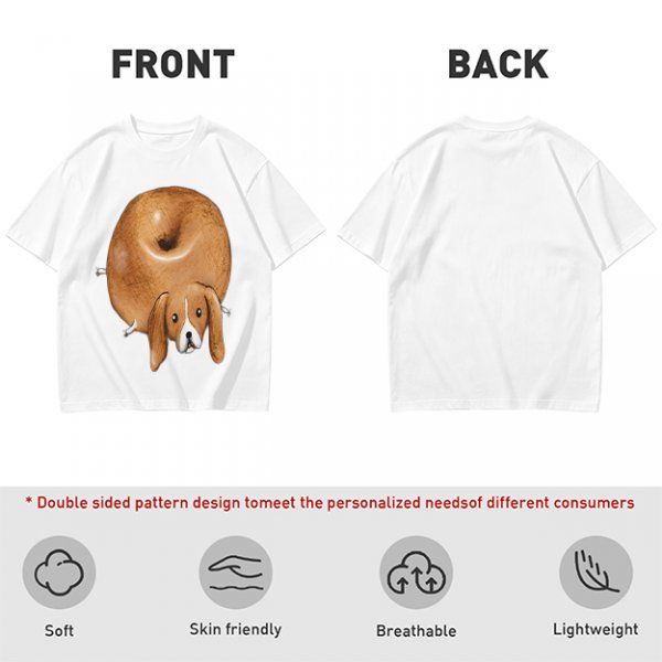 Olive Green T-Shirt With Donut Shaped Beagle Print