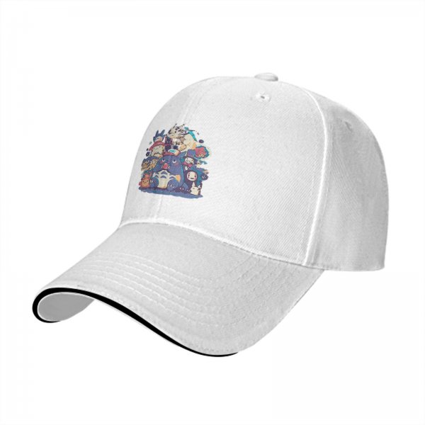 Black Baseball Cap With Studio Ghibli Character Group Print