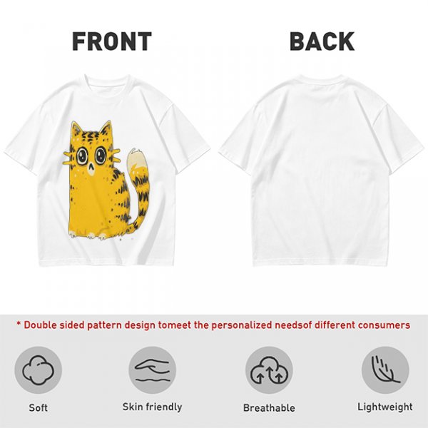 Olive Green T-Shirt With Cute Surprised Yellow Tabby Cat Graphic
