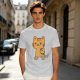 Olive T-Shirt With Cute Orange Tabby Cat Graphic