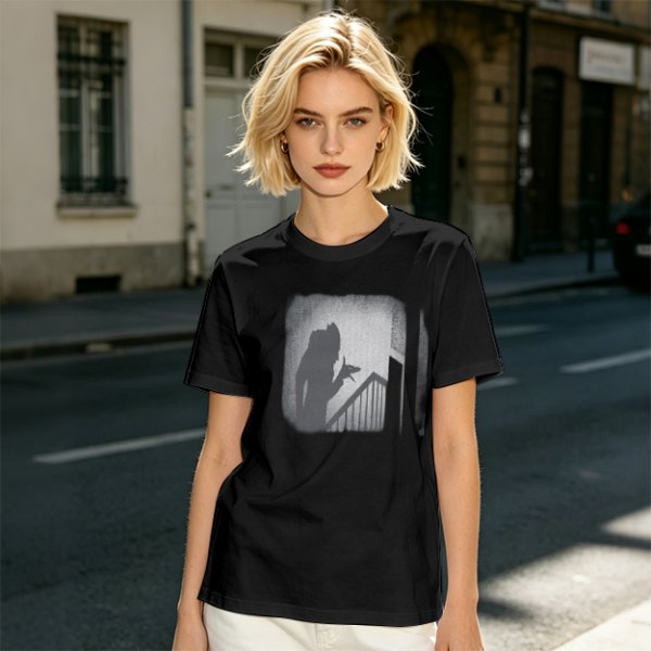 Olive T-Shirt With Horror Staircase Silhouette Graphic