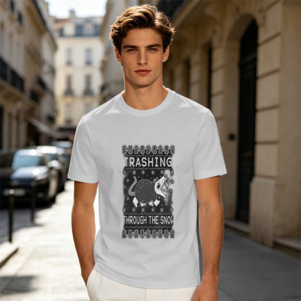 Trashing Through The Snow Christmas Rat Graphic T-Shirt