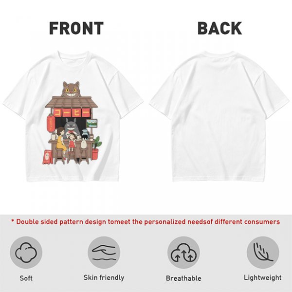 Studio Ghibli inspired coffee stand t-shirt with Totoro and friends