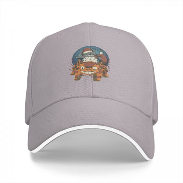 Black baseball cap with Totoro and Catbus festive graphic