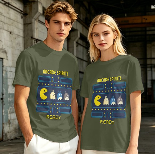 Arcade Spirits Ready Pac-Man Themed Graphic T-Shirt