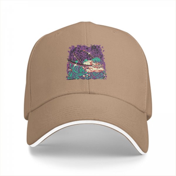 Black Baseball Cap With Anime Swordsman Graphic Print
