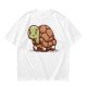 Olive Green T-Shirt With Cute Cartoon Turtle Graphic