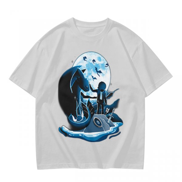 Olive T-Shirt With Dragon Rider Moonlit Fantasy Art Print