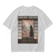 Olive T-Shirt with Japanese Shinto-inspired Window Landscape Print