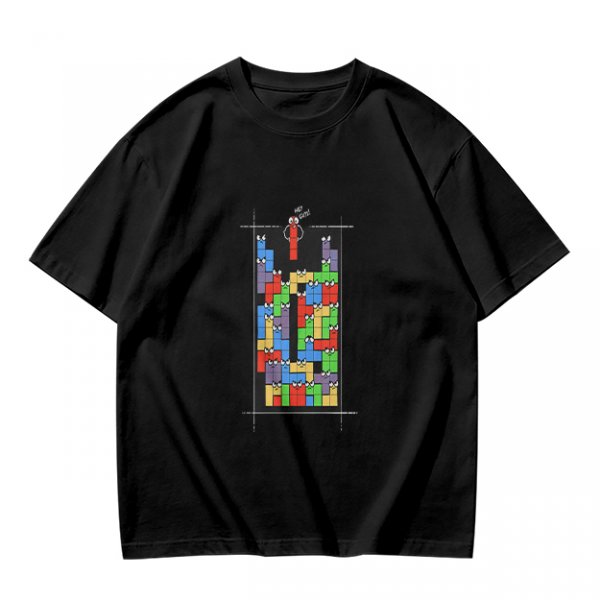 Olive T-Shirt With Tetris Block Character Print