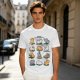 Olive Green T-Shirt With Cute Cat Yoga Pose Illustrations