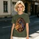Olive T-Shirt With Dragon And Warrior Fantasy Art Print