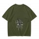 Olive T-shirt with Dancing Skeleton Graphic Print