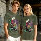 Olive T-shirt with Halloween Jack-o'-lantern Warrior Graphic