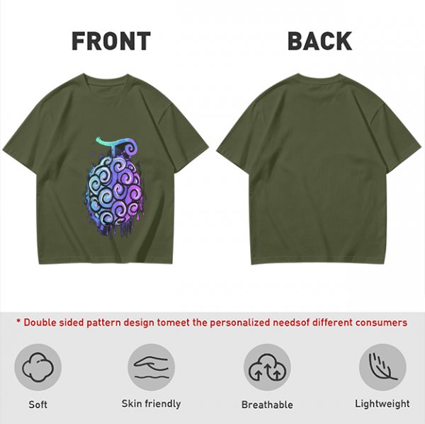 Olive T-Shirt with Devil Fruit Swirl Art Print