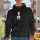 Black Hoodie With Cute Cartoon Goose Wearing Tie And Backpack