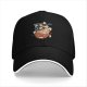 Black Baseball Cap With Halloween Pumpkin Ramen Ghost Graphic