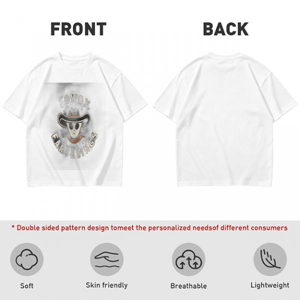 Olive t-shirt with alien cowboy howdy earthlings graphic