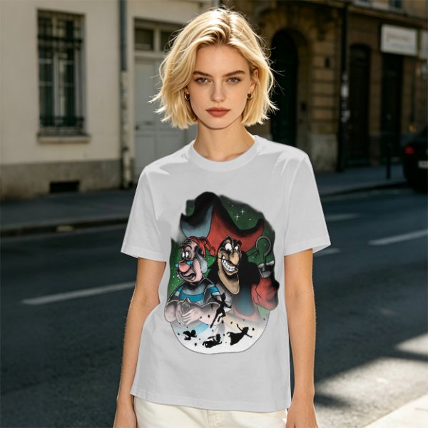 Olive T-Shirt Featuring Captain Hook and Mr. Smee from Peter Pan