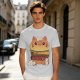 Olive T-Shirt With Cute Cat Burger And Kittens Print