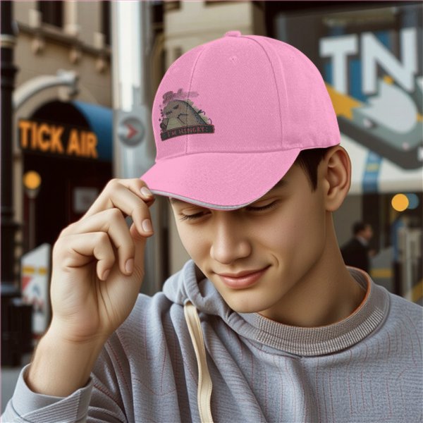 Black Baseball Cap With Hungry Dinosaur I'm Hangry Graphic
