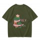 Olive T-shirt with Christmas T-Rex Dinosaur Graphic