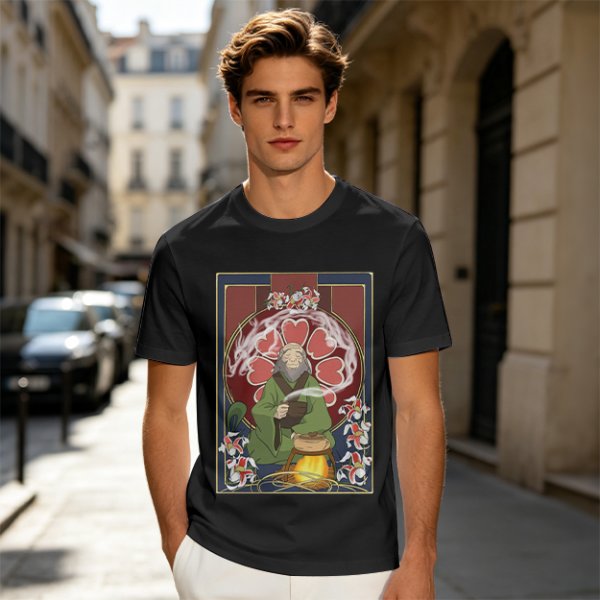 Olive T-shirt with Iroh from Avatar: The Last Airbender Tea Art Print