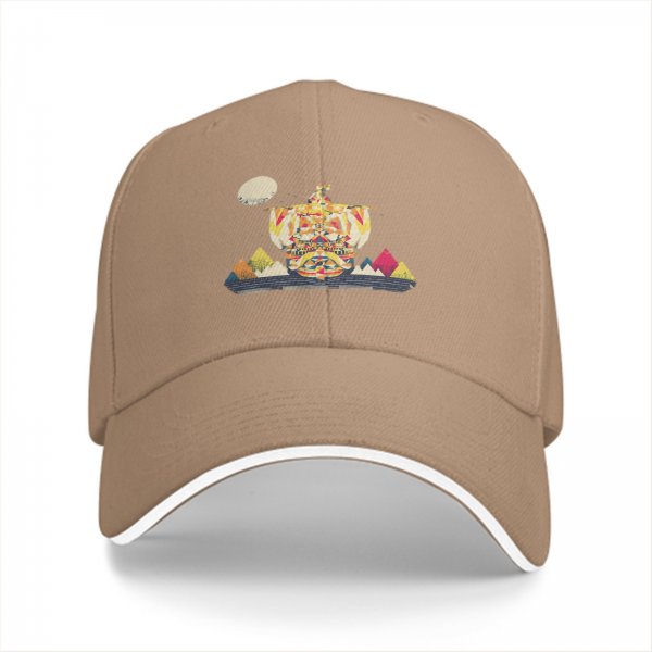 Black Baseball Cap With Colorful Ship And Mountain Graphic Print