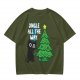 Olive Christmas Cat T-Shirt with Jingle All The Way Print