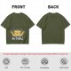 Olive T-Shirt with Happy Raised Paw Cat and 'NOTHING' Print