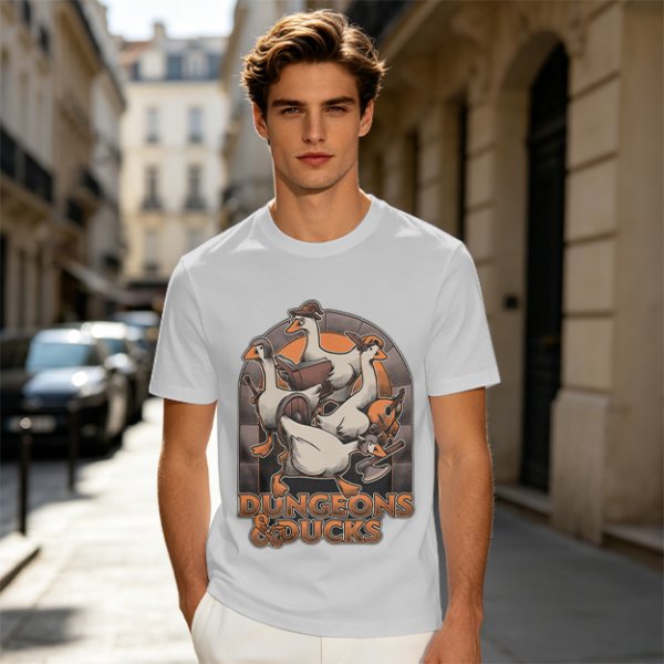 Dungeons & Ducks Fantasy Roleplaying Themed Graphic T-Shirt