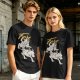 Olive graphic t-shirt with wolf rider and 'Fore' text print