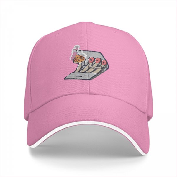 Black baseball cap with funny matchstick cartoon design