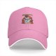 Black baseball cap with angry cartoon dog surrounded by flames graphic