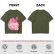 Oversized dark green t-shirt with cute pink ramen bowl graphic