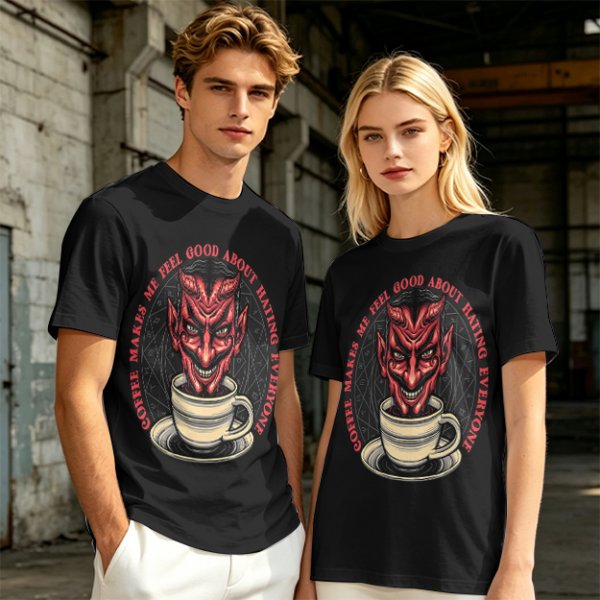 Coffee Makes Me Feel Good About Hating Everyone Devil T-Shirt
