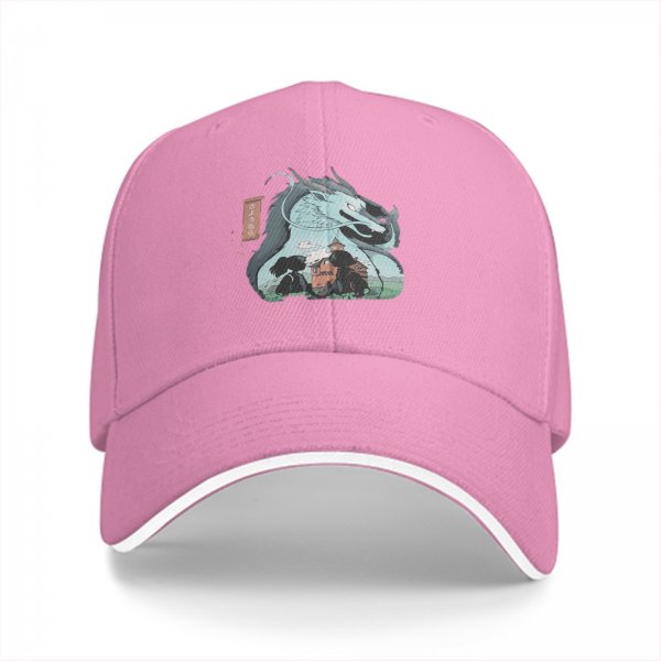 Black baseball cap with dragon and anime character graphic