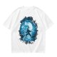 Olive T-Shirt With Blue Warrior Silhouette Graphic Print