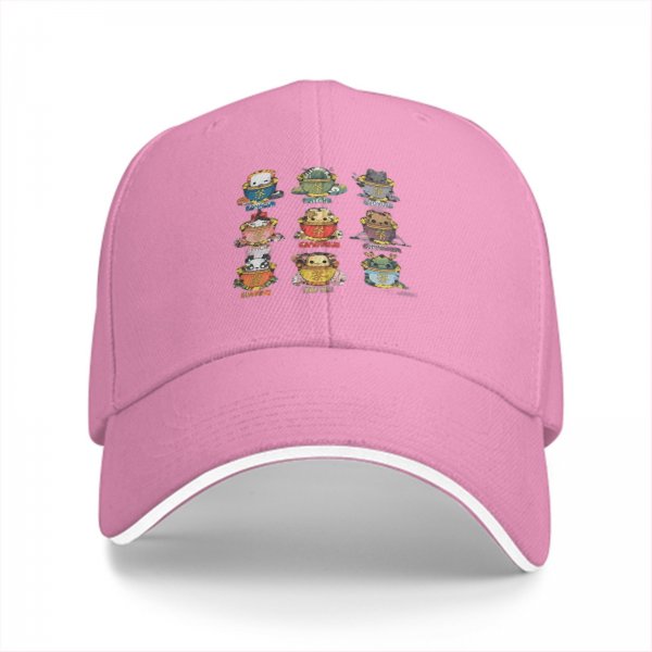 Black Baseball Cap With Cute Animal Teacup Character Print
