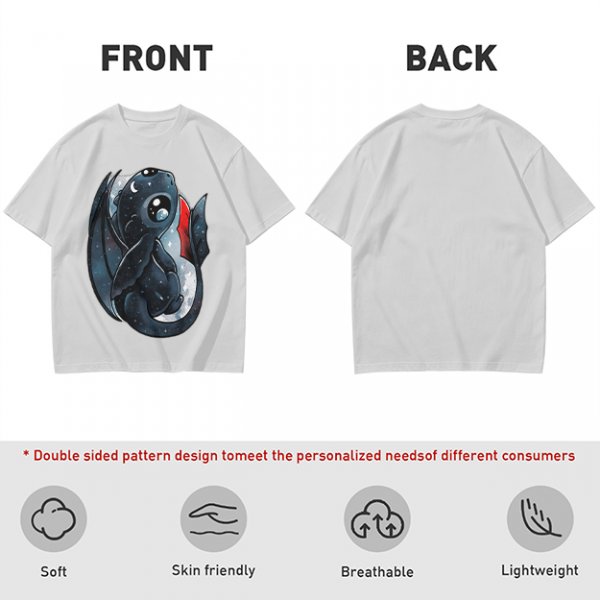 Olive T-shirt with cute starry night dragon graphic