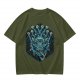 Olive T-Shirt With Blue Beholder Monster Graphic Print